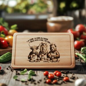 Laser Engraved Charcuterie Boards: Highland Cow, Lion, Bear