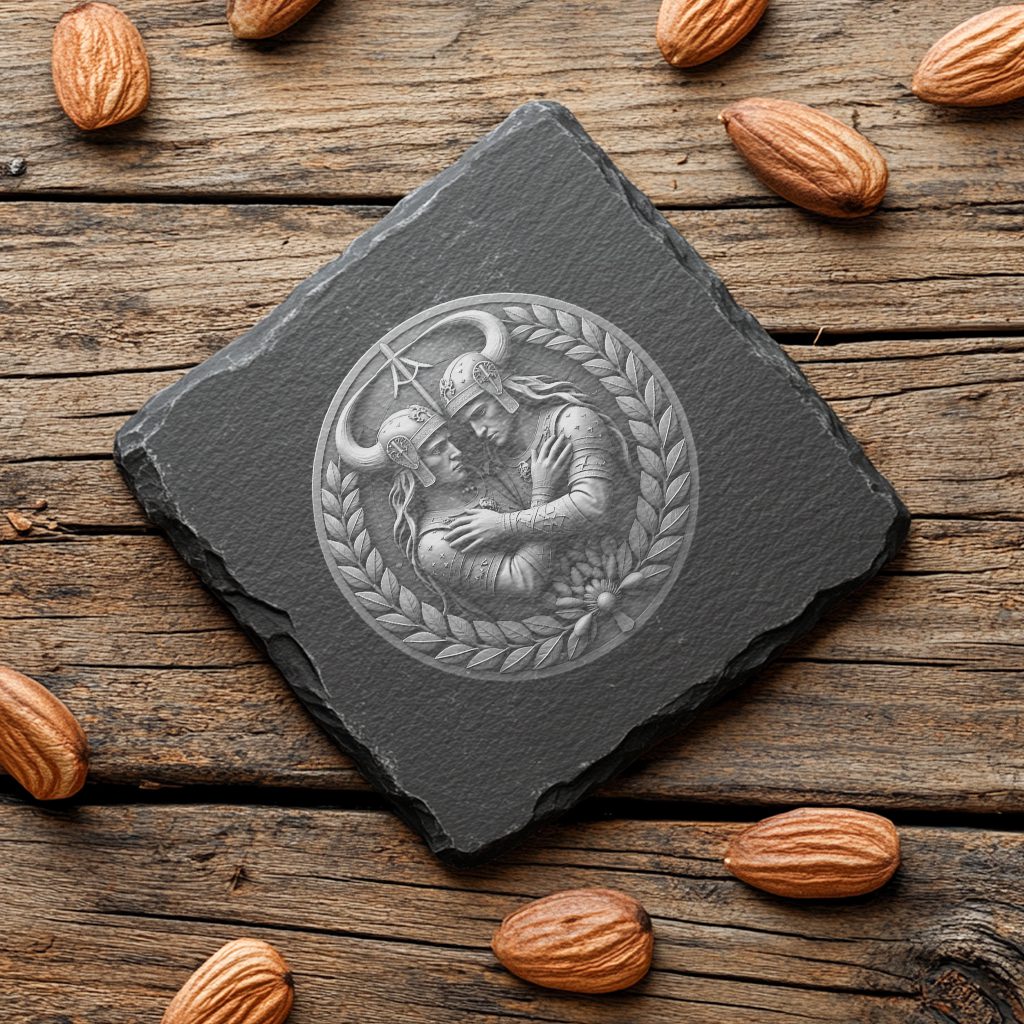 12 Zodiac Horoscope 3D Illusion Slate Coaster Engraving