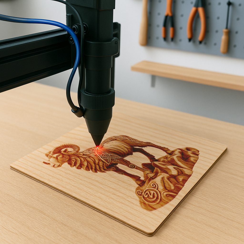 3D Animal Illusion Laser Engraving, Ram on Rock