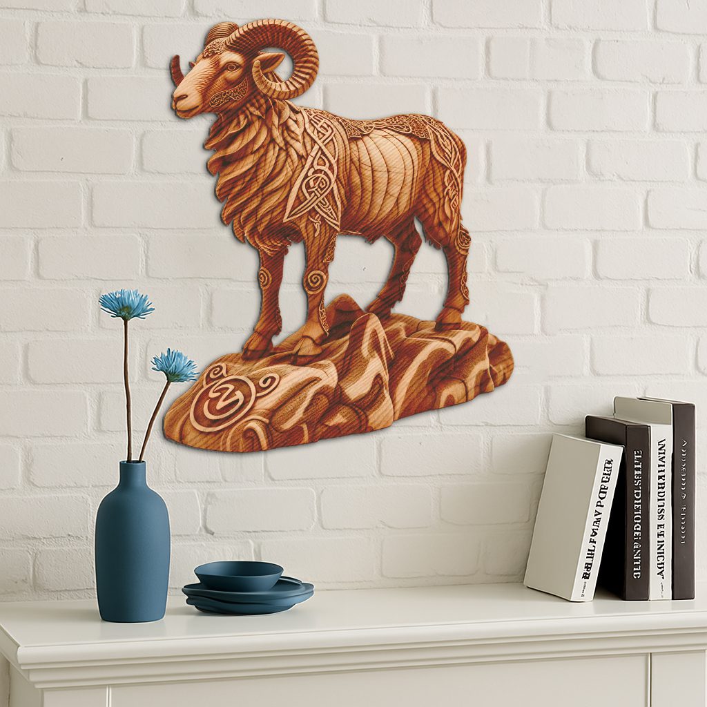 3D Animal Illusion Laser Engraving, Ram on Rock