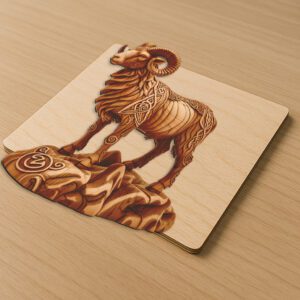 3D Animal Illusion Laser Engraving, Ram on Rock