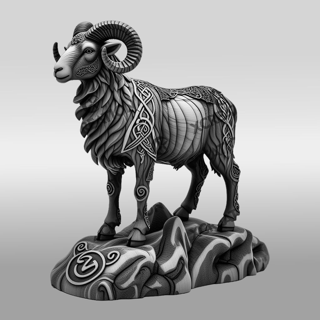 3D Animal Illusion Laser Engraving, Ram on Rock