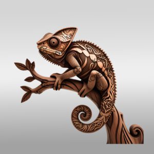 3D Animal Laser Engraving Design, Unique Chameleon Art
