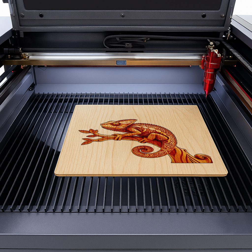 3D Animal Laser Engraving Design, Unique Chameleon Art