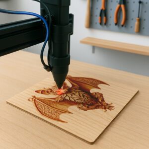 3D Bat Illusion Laser Engraving Design, Unique Wildlife