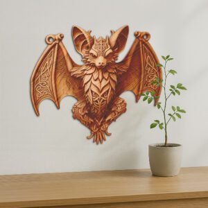 3D Bat Illusion Laser Engraving Design, Unique Wildlife