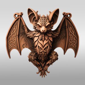 3D Bat Illusion Laser Engraving Design, Unique Wildlife