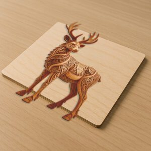 3D Deer Illusion Design, Laser Engraving File for