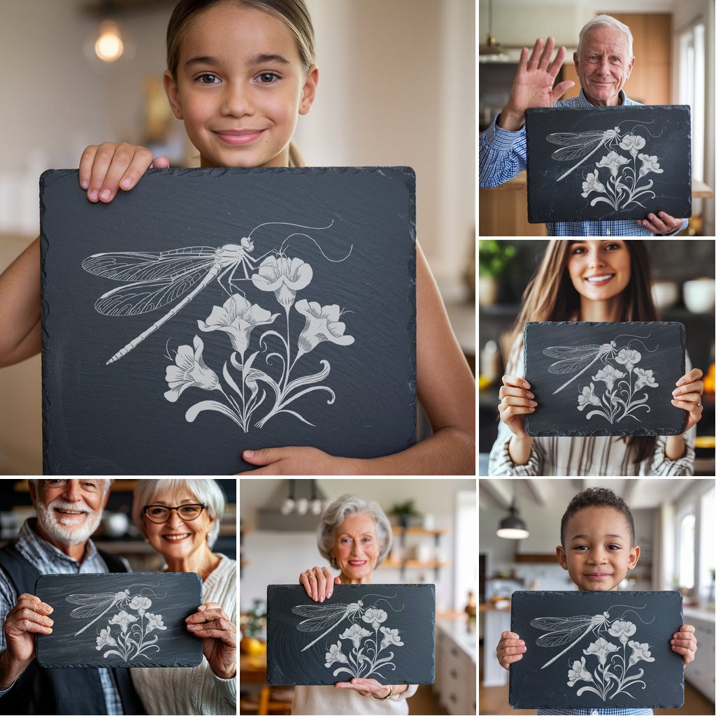 3D Dragonfly Slate Cheese Board Engraving Files, Charcuterie