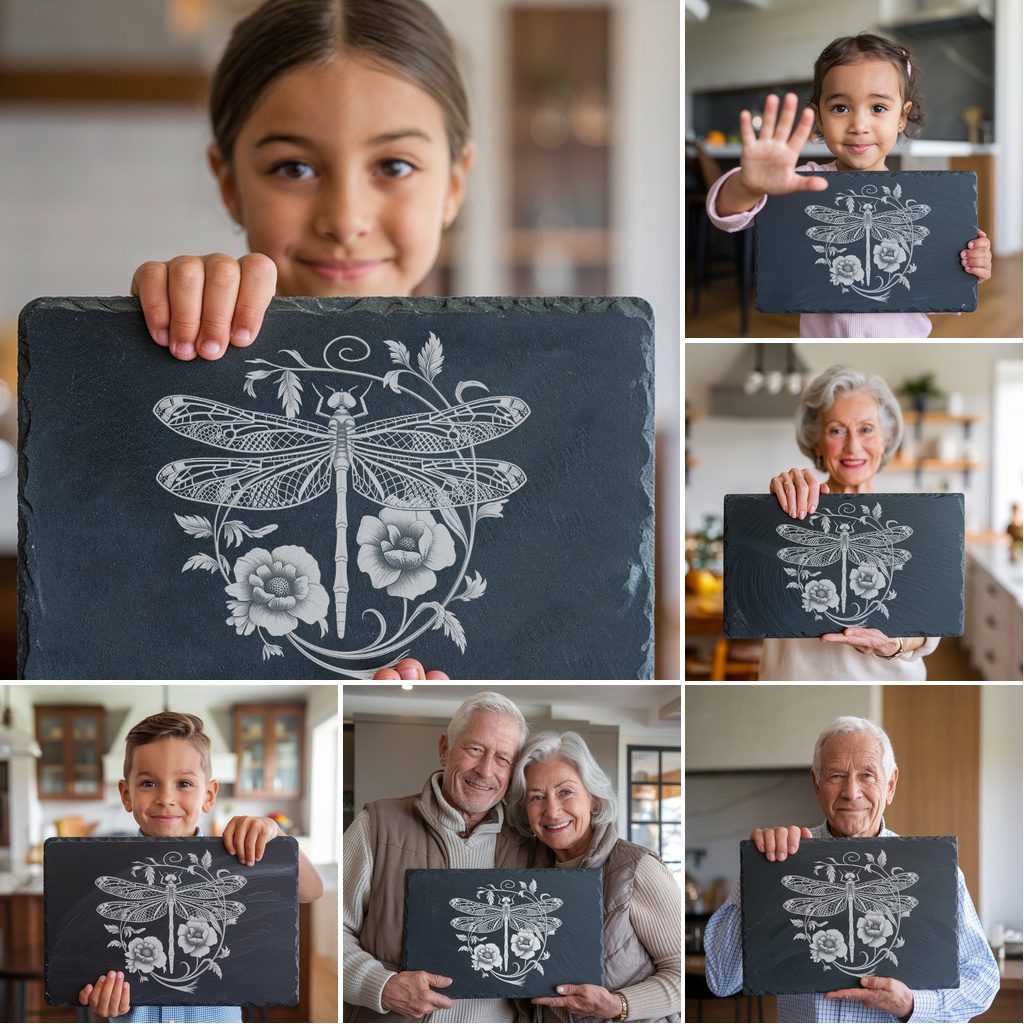3D Dragonfly Slate Cheese Board Engraving Files, Charcuterie