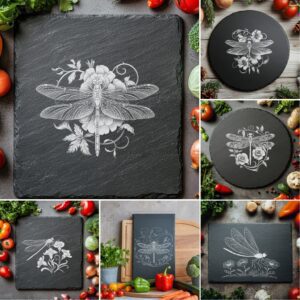 3D Dragonfly Slate Cheese Board Engraving Files, Charcuterie