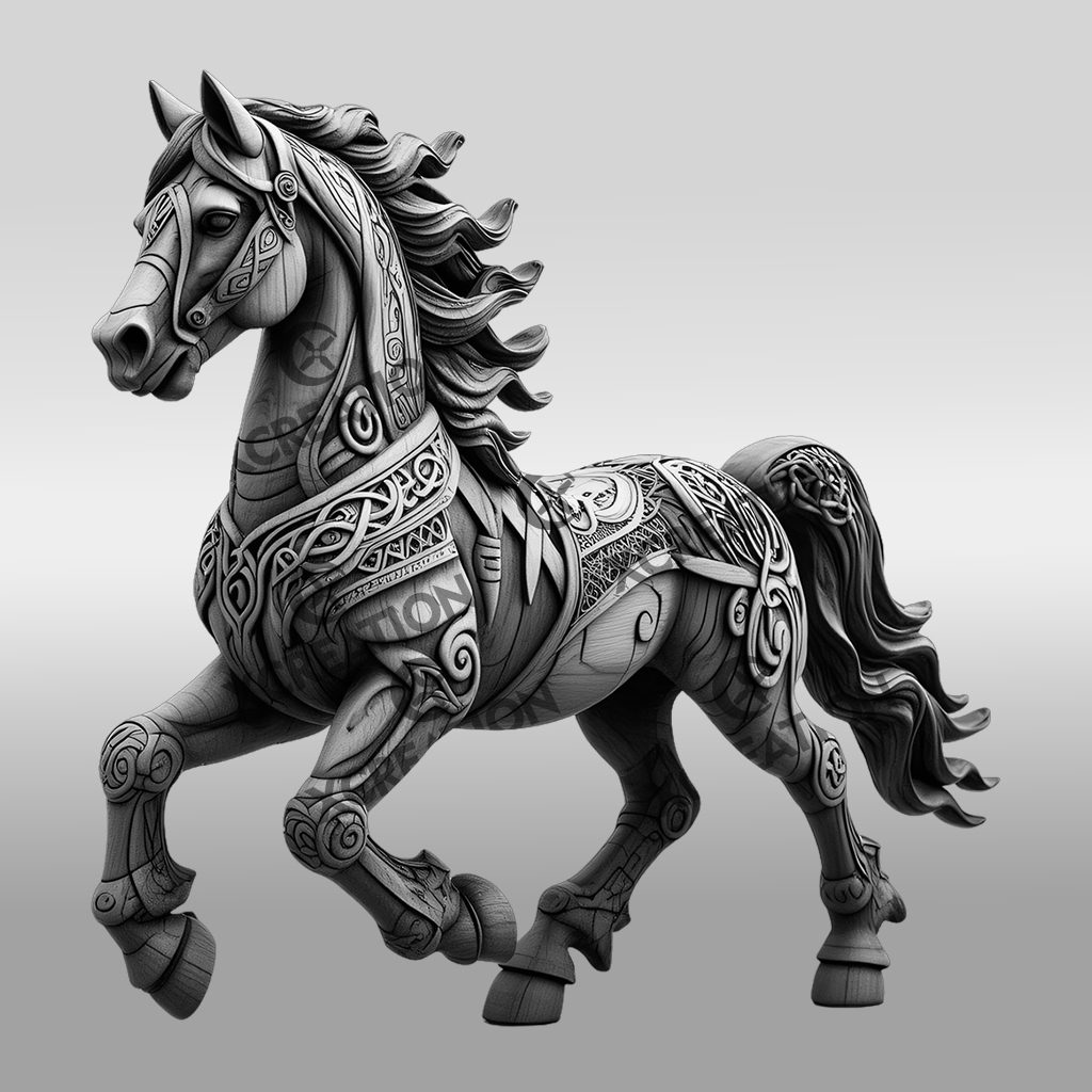 3D Horse Illusion Engraving File, Perfect for Laser