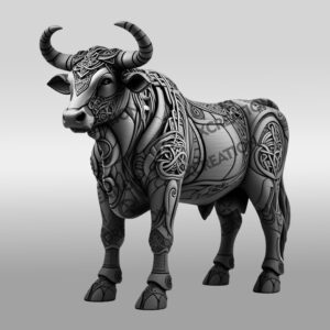 3D Illusion Bull Design Digital Art File, Majestic