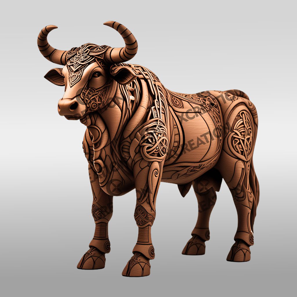 3D Illusion Bull Design Digital Art File, Majestic
