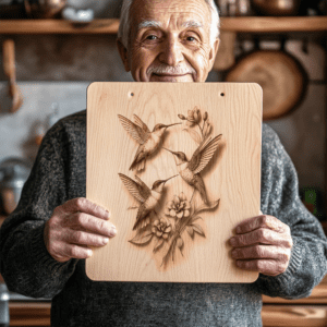 3D Illusion Charcuterie Board Engraving File, Hummingbird Family