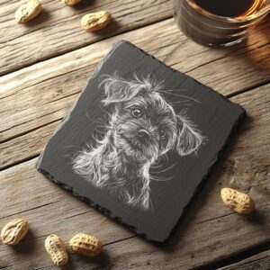 3D Illusion Dog Coaster Laser Engraving File, Slate