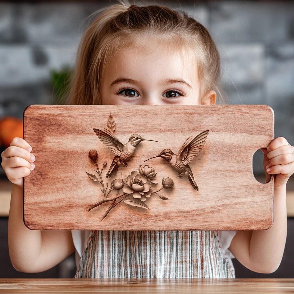 3D Illusion Hummingbird Laser Engraving File, Kitchen Decor,