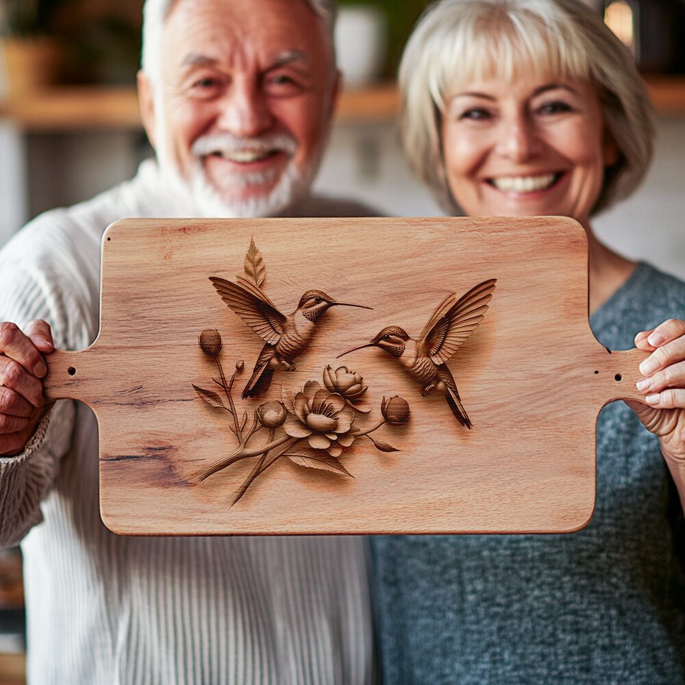 3D Illusion Hummingbird Laser Engraving File, Kitchen Decor,