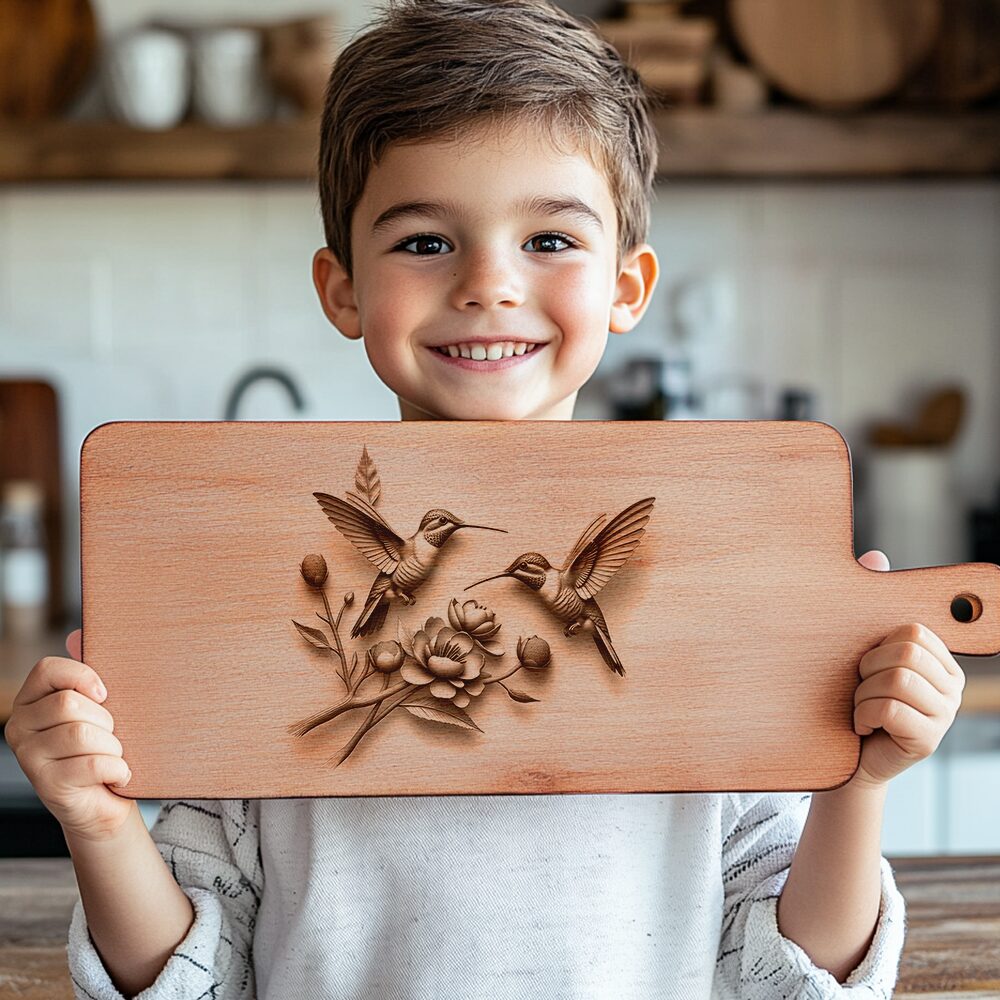 3D Illusion Hummingbird Laser Engraving File, Kitchen Decor,