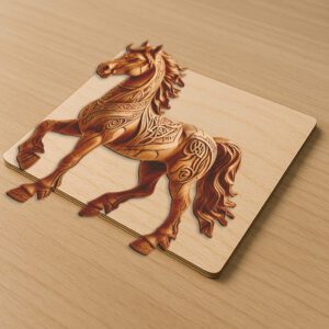 3D Illusion Laser Engraving Design, Horse Art for
