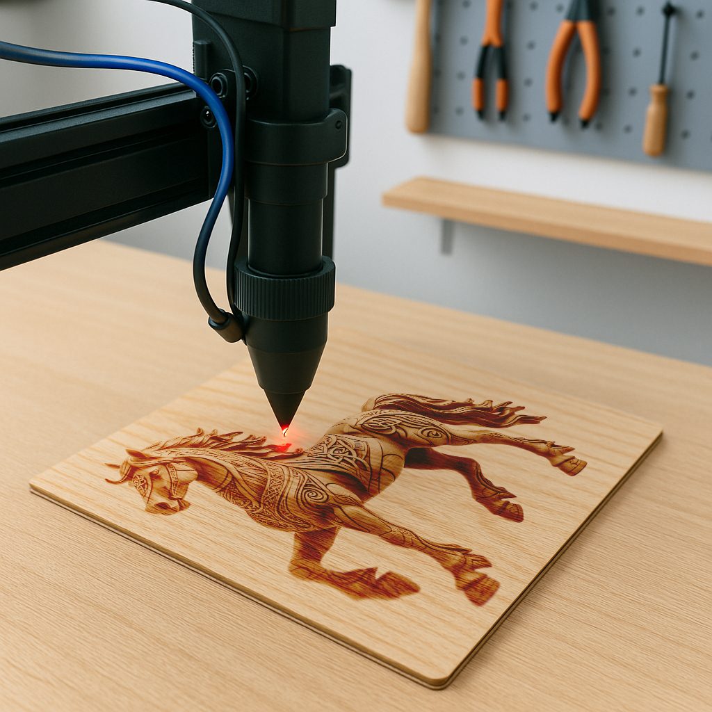 3D Illusion Laser Engraving Design, Horse Art for