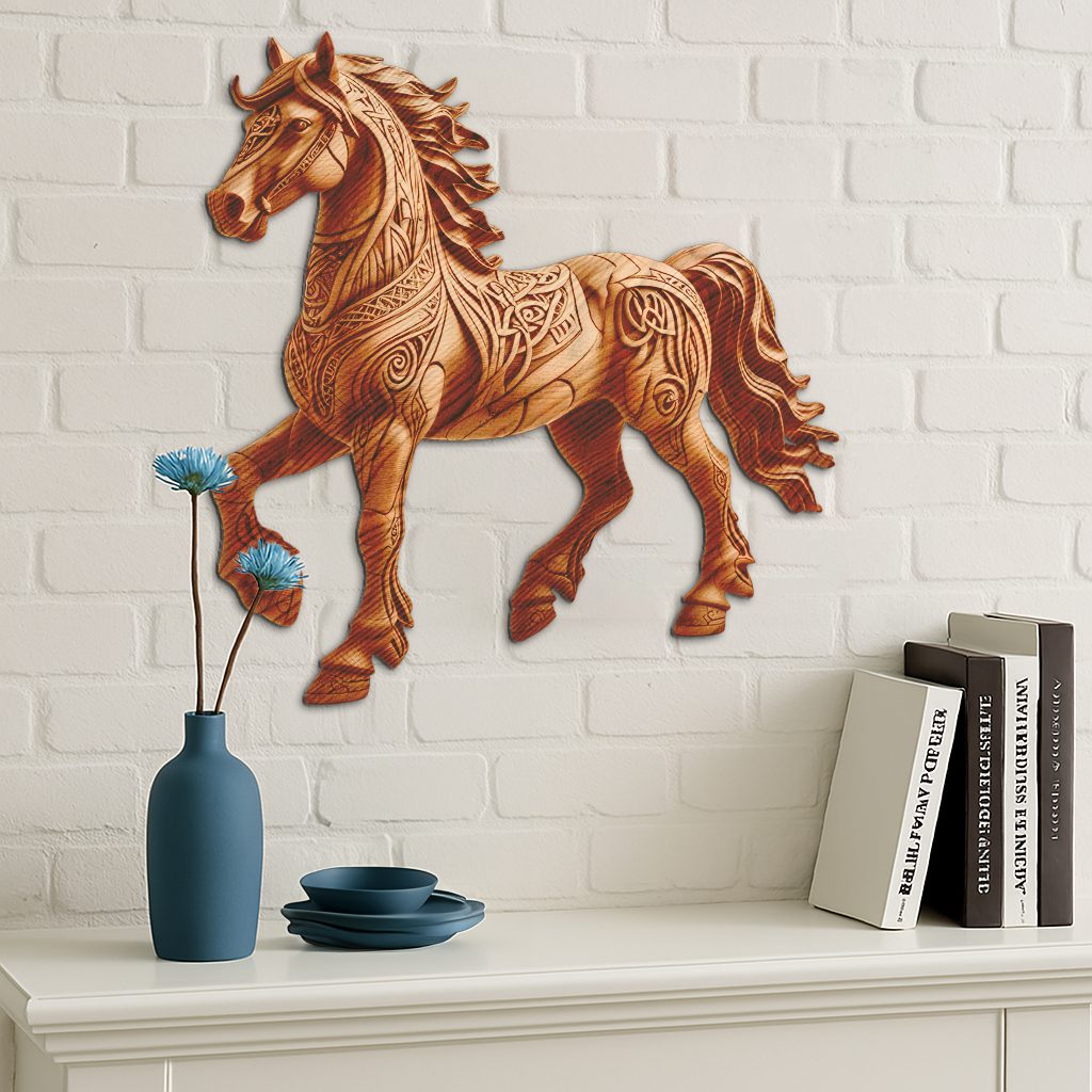 3D Illusion Laser Engraving Design, Horse Art for
