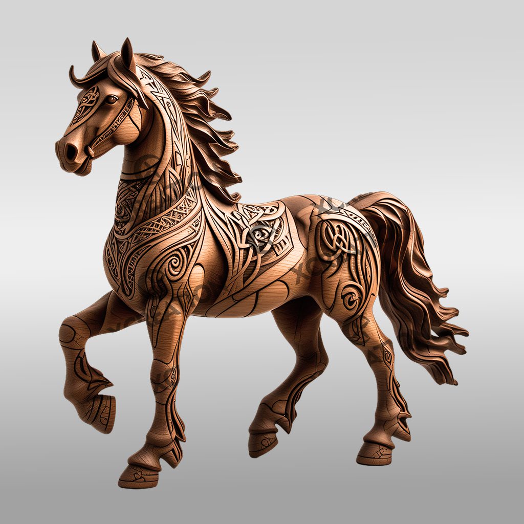 3D Illusion Laser Engraving Design, Horse Art for