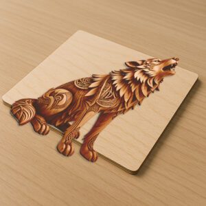 3D Laser Engraving File, Howling Wolf Wildlife Art
