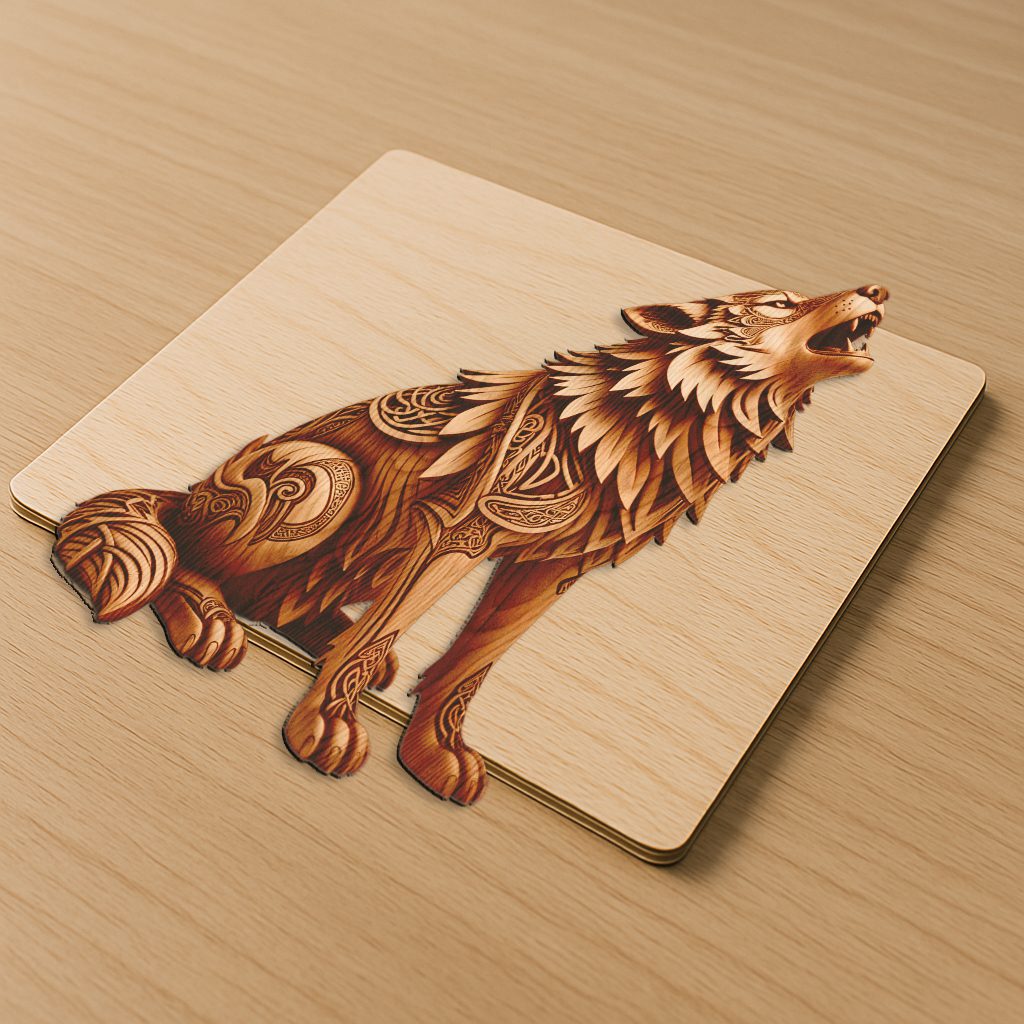 3D Laser Engraving File, Howling Wolf Wildlife Art