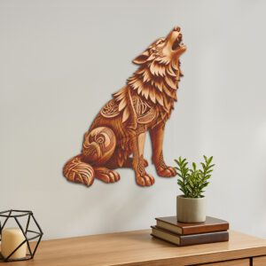 3D Laser Engraving File, Howling Wolf Wildlife Art