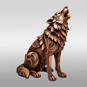 3D Laser Engraving File, Howling Wolf Wildlife Art