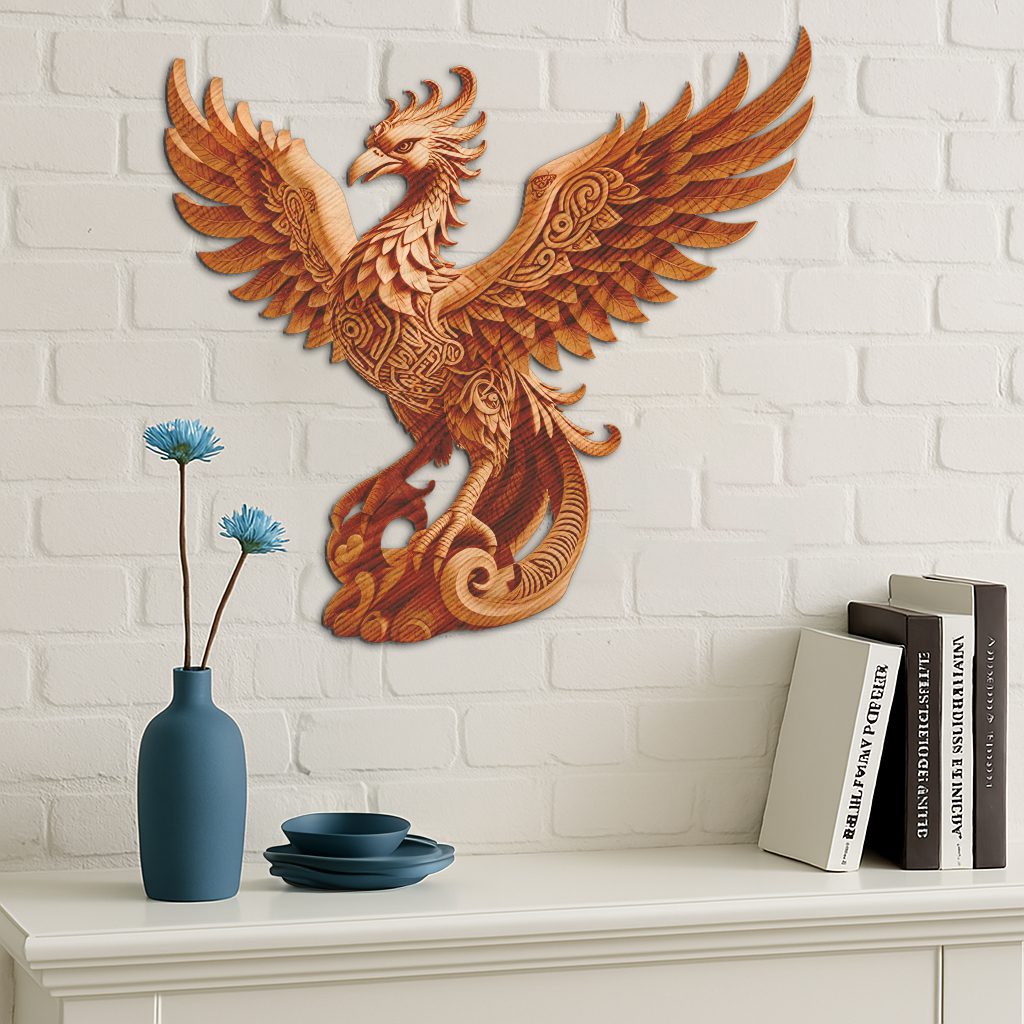 3D Laser Engraving File, Majestic Phoenix Illusion Art,