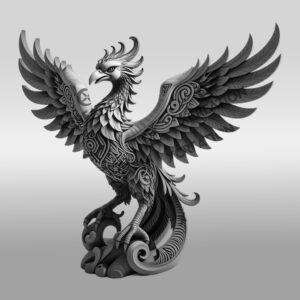 3D Laser Engraving File, Majestic Phoenix Illusion Art,