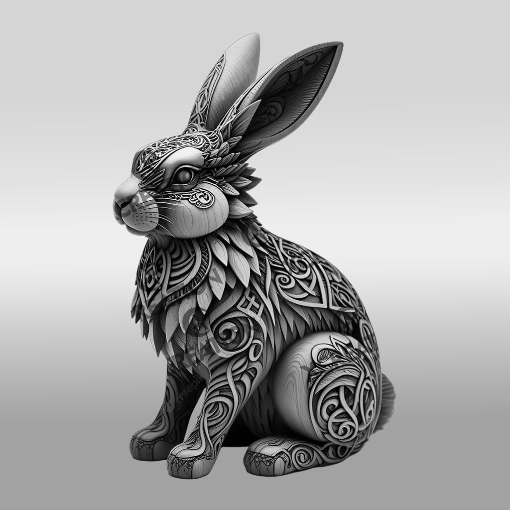 3D Rabbit Animal Illusion Laser Engraving Art File,