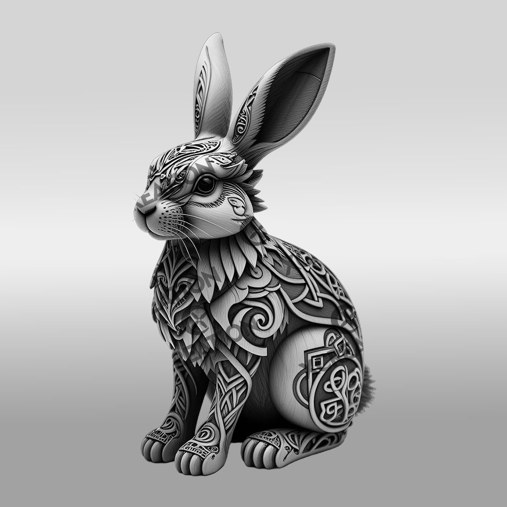 3D Rabbit Illusion Laser Engraving File, Animal Art