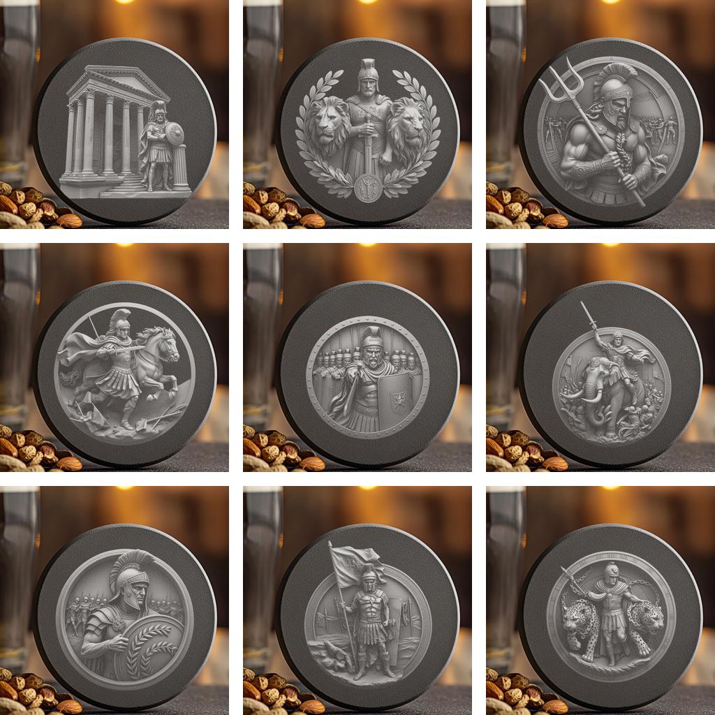 3D Roman Warrior Illusion Design Bundle, Slate Coaster