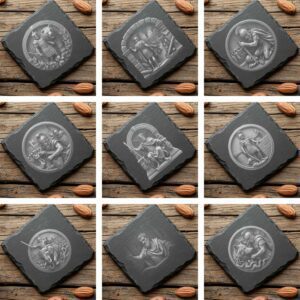 3D Roman Warrior Illusion Design Bundle, Slate Coaster