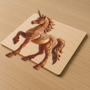 3D Unicorn Laser Engraving Design, Magical Animal Artwork