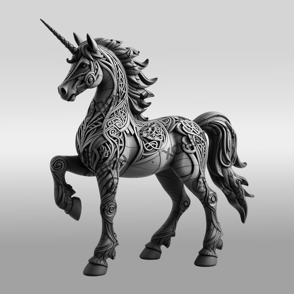 3D Unicorn Laser Engraving Design, Magical Animal Artwork