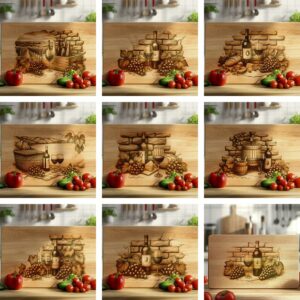 50 Retro Wine Bottle, Grapes, Charcuterie Board Laser