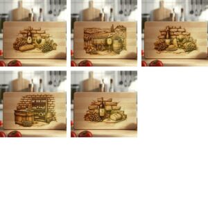 50 Retro Wine Bottle, Grapes, Charcuterie Board Laser