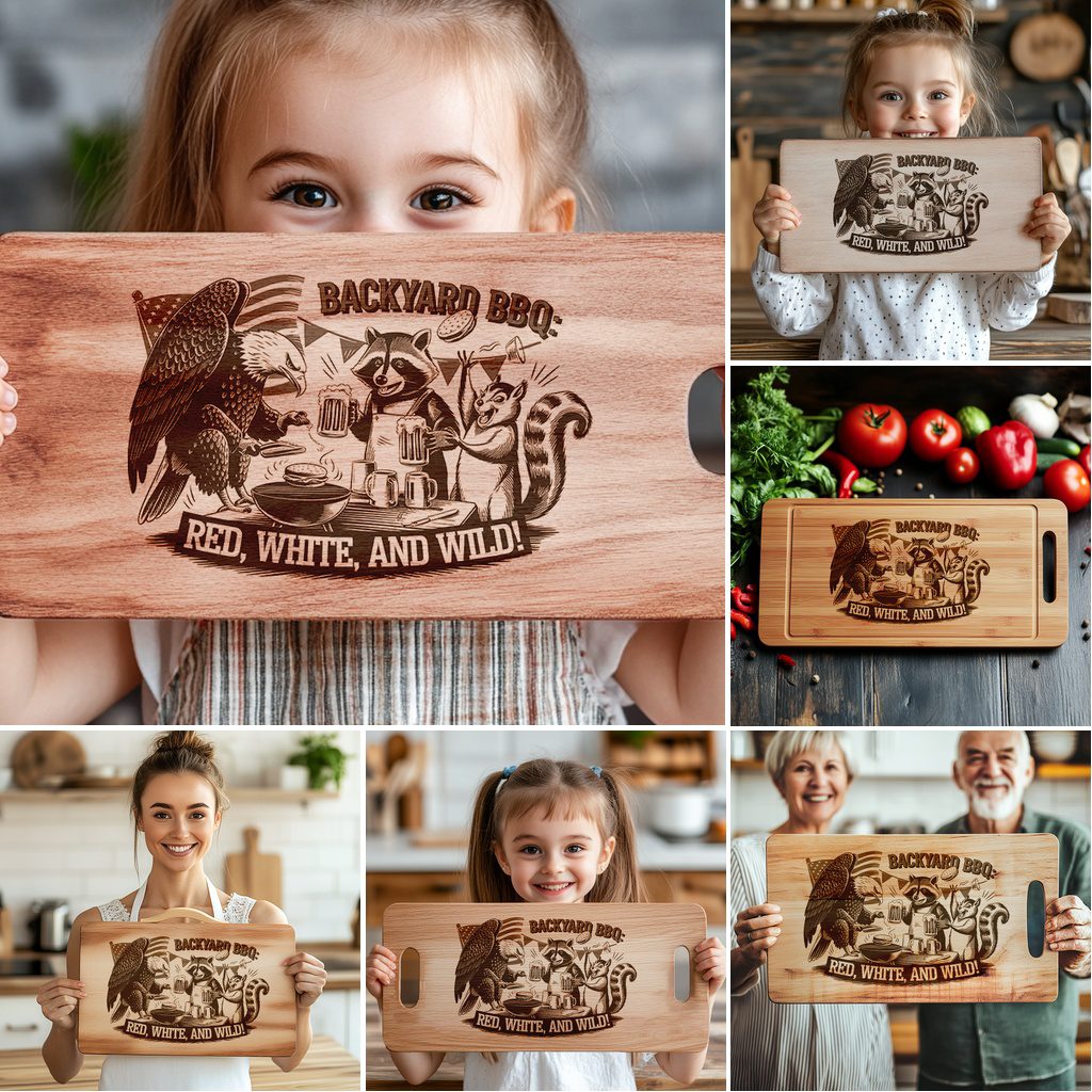American Eagle Animal BBQ Charcuterie Board Laser Engraving
