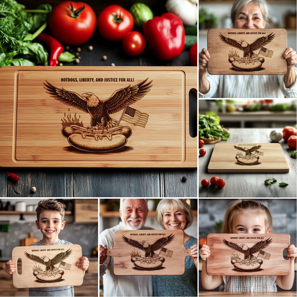 American Eagle Animal BBQ Charcuterie Board Laser Engraving