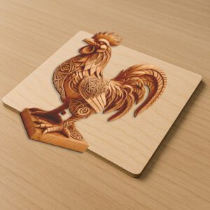 Animal 3D Illusion Design File, Detailed Rooster Scene