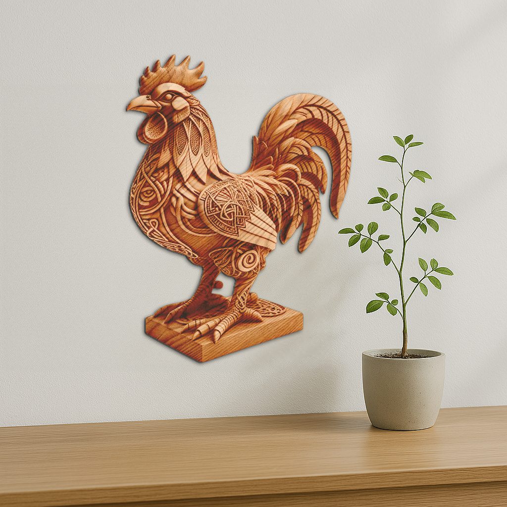 Animal 3D Illusion Design File, Detailed Rooster Scene