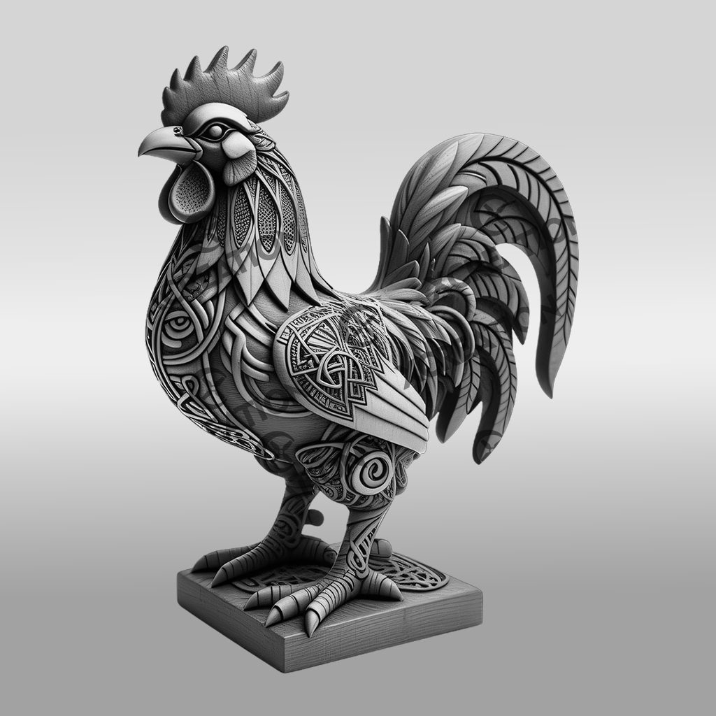 Animal 3D Illusion Design File, Detailed Rooster Scene