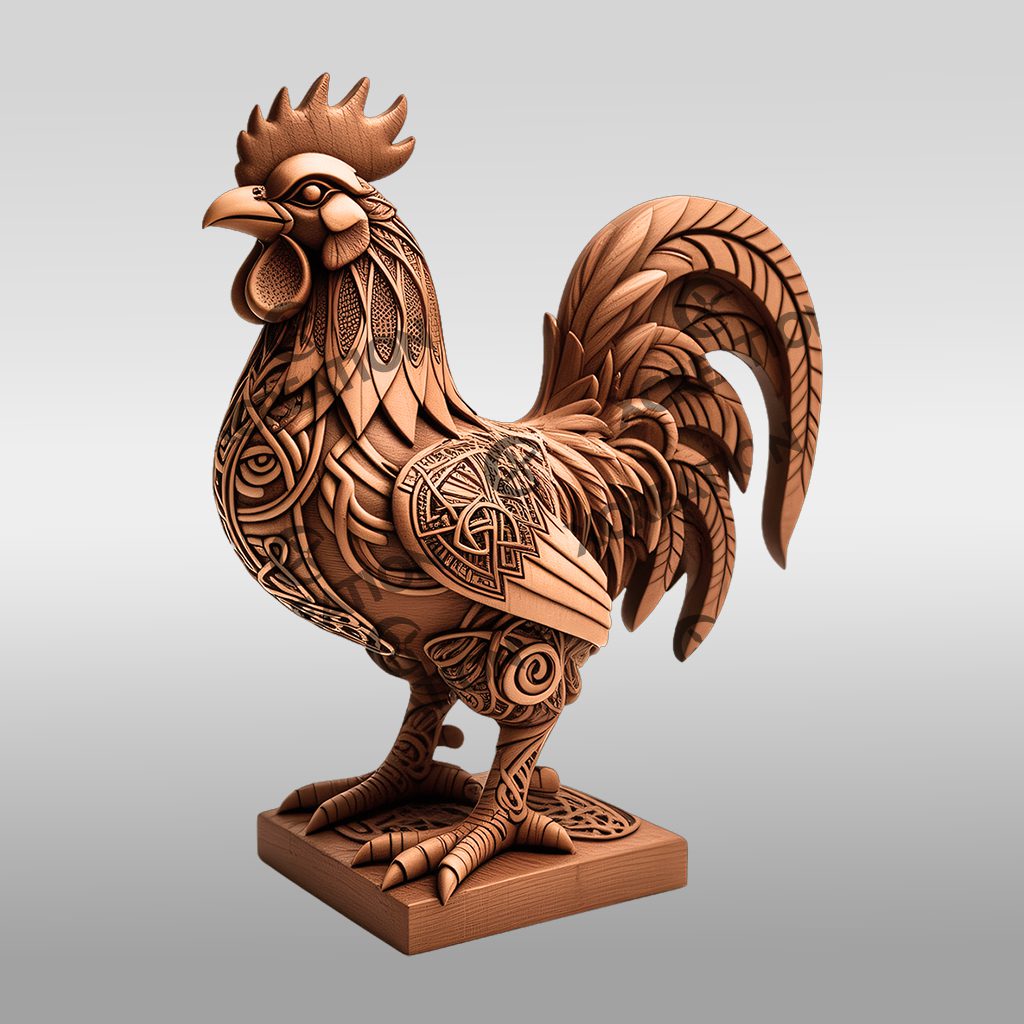 Animal 3D Illusion Design File, Detailed Rooster Scene