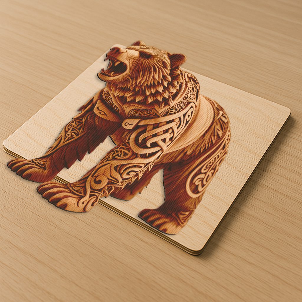 Bear 3D Illusion Laser Engraving File, Wildlife Art