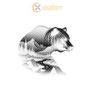 Bear and Mountain Double Exposure Slate Coaster Engraving
