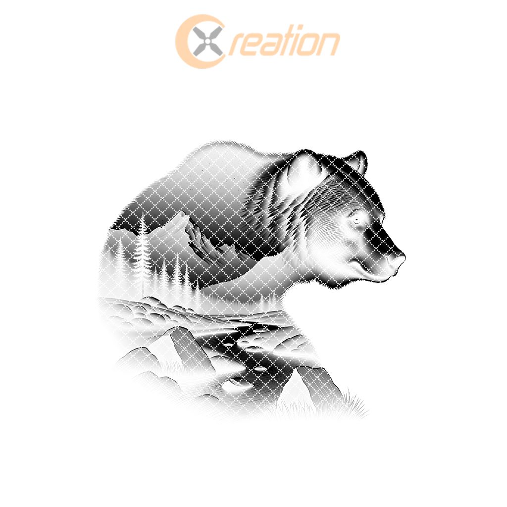 Bear and Mountain Double Exposure Slate Coaster Engraving